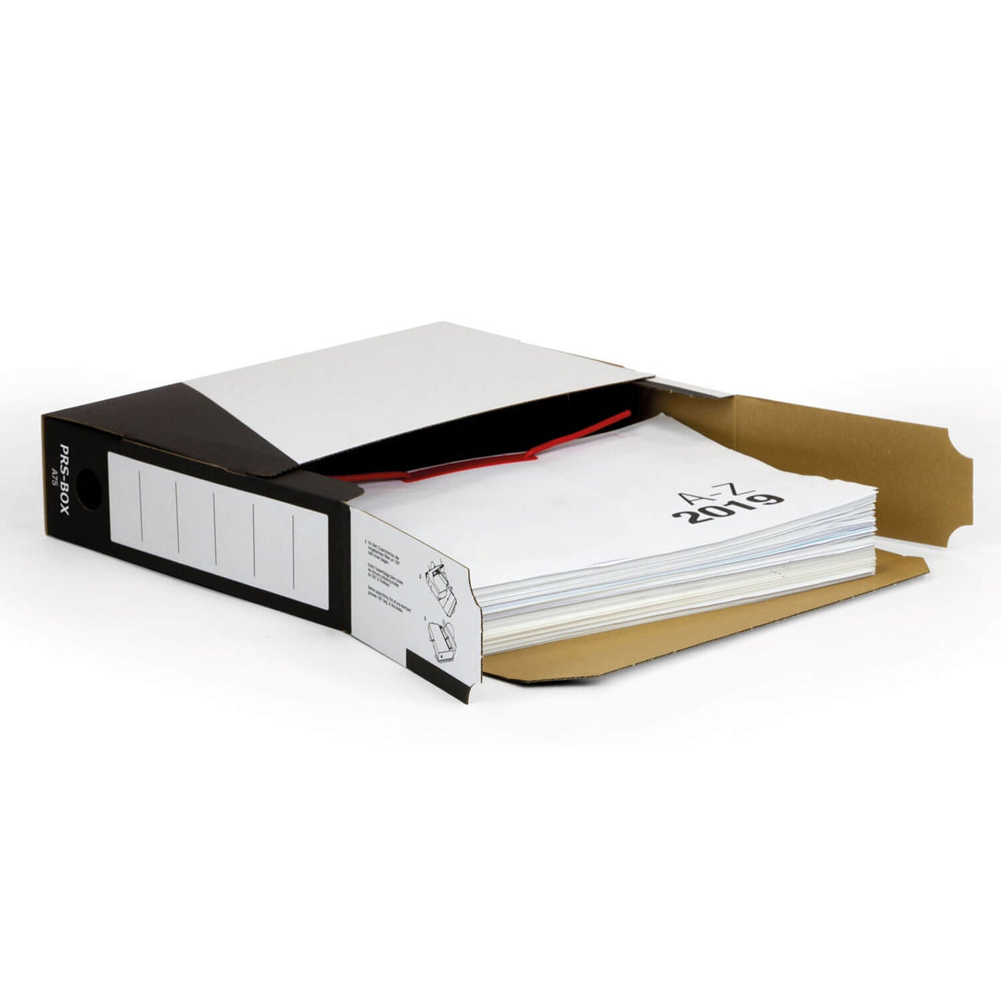PRS archive box A75, white/black, 75mm, 20 pieces