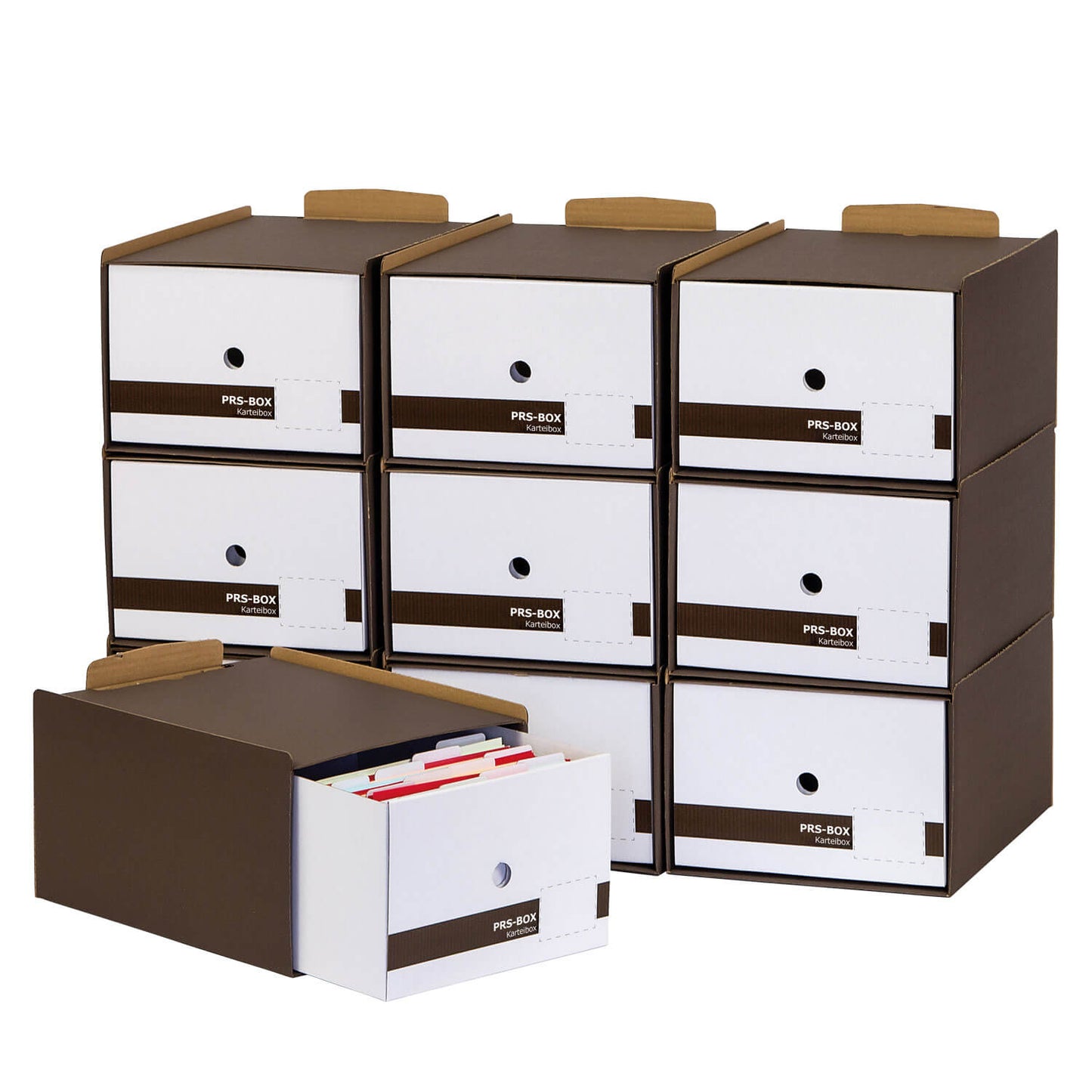 Boîte à fiches RPS A5, marron, 10 pièces