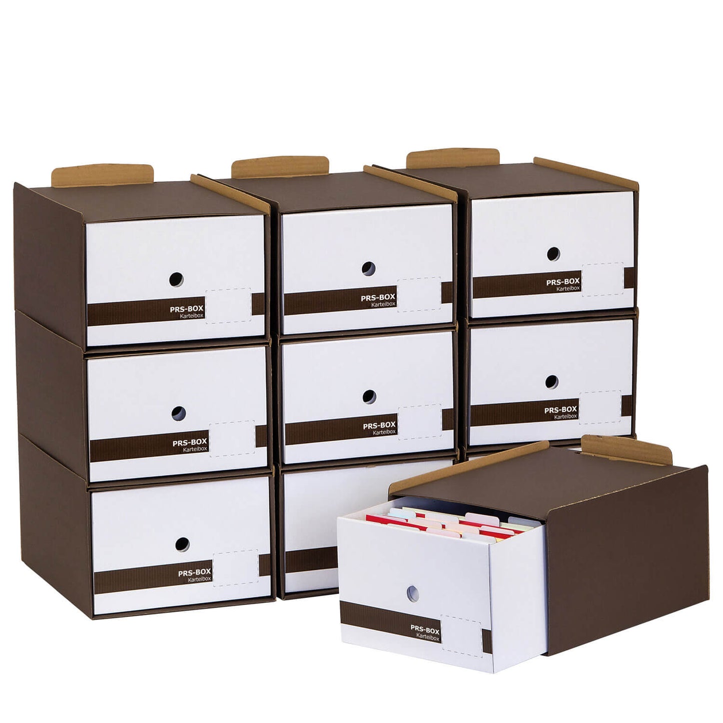 Boîte à fiches RPS A5, marron, 10 pièces