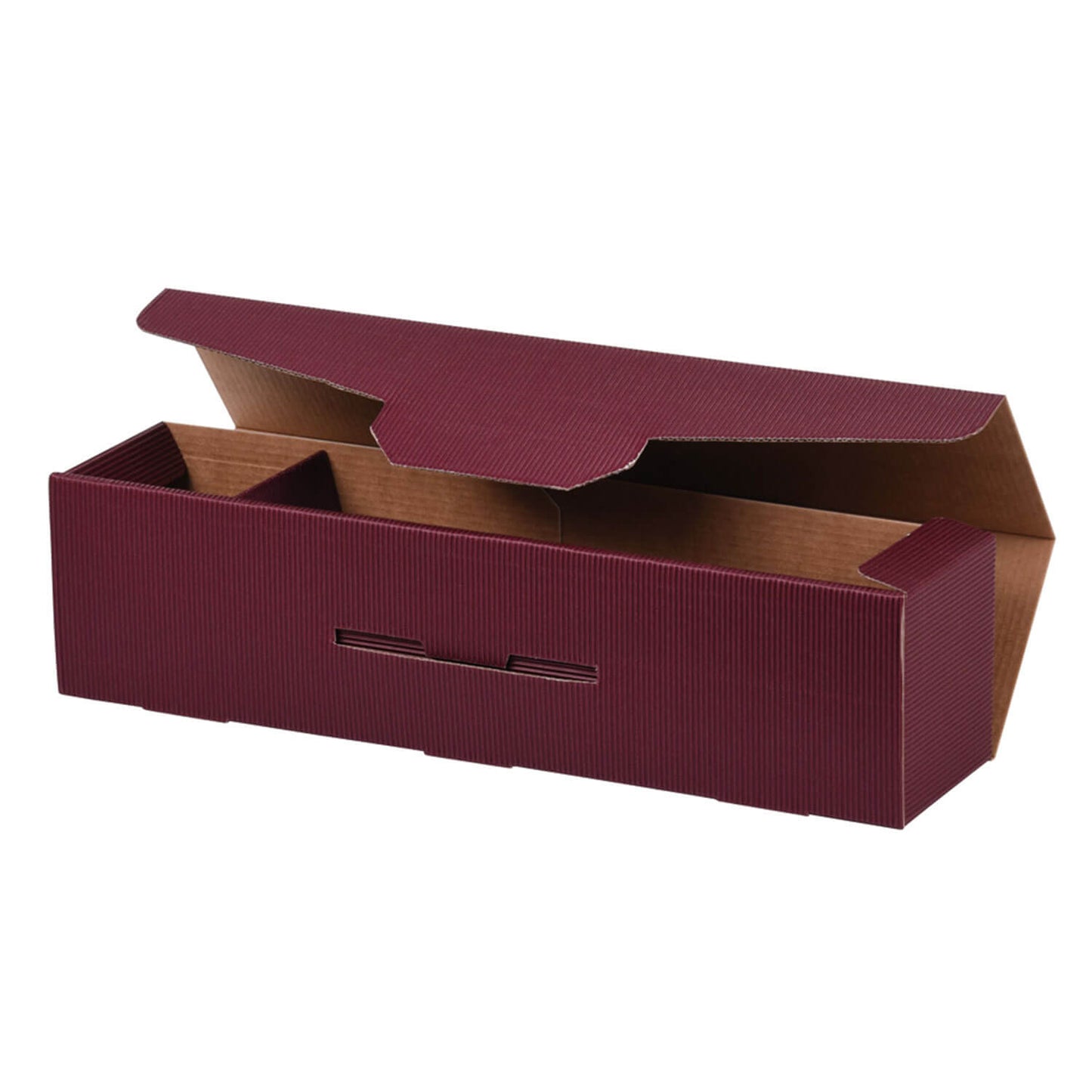 Boîte à charnière pour bouteille PRS-EP au design « OpenWave » pour 1 bouteille, 4 couleurs, 50 pièces/paquet.